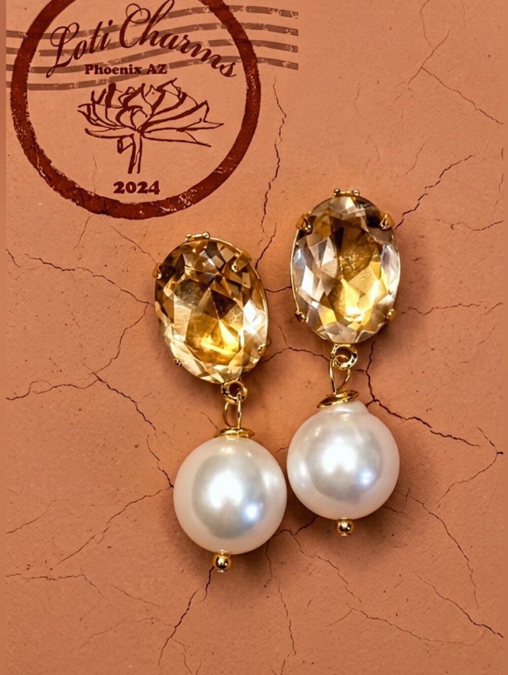 Morganite Peach Synthetic 14 Carats & Natural Pearl In Exquisite Earrings